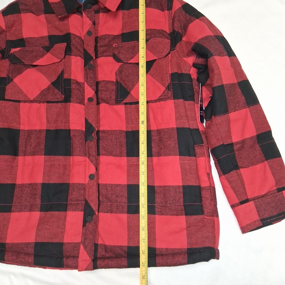 George Men's New Red and Black Checkered Shirt Jacket Long Sleeves Sz XL - Picture 13 of 16